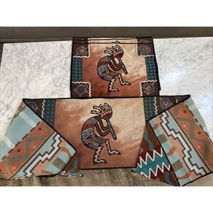 Southwest Aztec American IndianWoven Table Runner 3 Placements